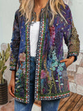 Vintage printing long sleeve jacket cardigan