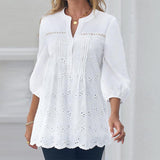 Balloon Sleeve Lace Cutout Shirt