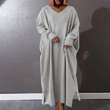 Basic Solid Color Plus Size Casual Maxi Dress