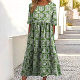 Chic Printed Round Neck Short Sleeve Dress