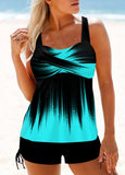 Ombre Cross Front Wide Strap Tankini Set