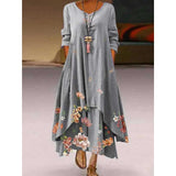 Trendy Print Layered Hem Maxi Dress