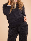 Crystals Hoodied Sweatshirt & Wide Leg Pants