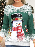 Christmas Pattern Snowman Print Top