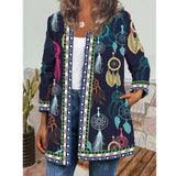 Vintage Ethnic Print Long Sleeve Jacket