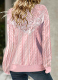 Pink Cowl Neck Long Sleeve Sweatshirt