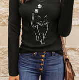 Animal Print Loose Long Sleeves T-Shirt