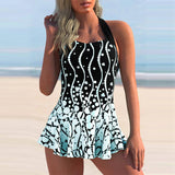 Polka Dot Print Swimdress Tankini Set