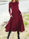 Classic Plain Long Sleeve Dresse