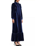 Patchwork Ruffled Velvet Long Sleeve Dress