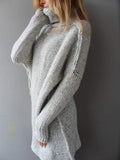 Grey Plain High Neck Sweater