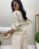 Cream Lace Wonderful Fringe Fall Jacket