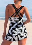 Chic Floral Cross Back Wide Strap Tankini Set