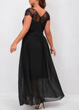 Plus Size Lace Patchwork Black Dress