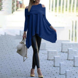 Off-Shoulder Solid Threaded Loose Sweatshirt