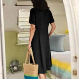 Solid Color Loose High Waist Cotton Linen Dress