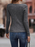 Asymmetrical Gray Smoke Ribbed Sweater Top