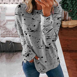 Women Long Sleeve Scoop Neck Polka Dot Graphic Top