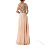 Bridesmaid short sleeve maxi tulle dress