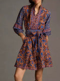 Patchwork Printed Long Sleeve Dress