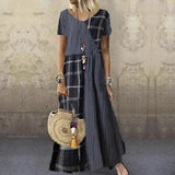 Loose Striped Plaid Stitched Dress