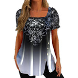 Ethnic Button Short Sleeve Top