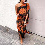 Loose Cold Shoulder Print Dress