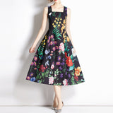 Retro print halter dress