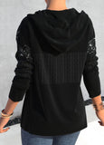 Asymmetric Hem Black Sequin Long Sleeve Hoodie