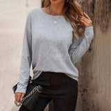 Reversible Long Sleeve Solid Knit Sweater Top