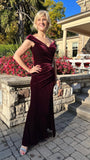 Burgundy Velvet Party Dress