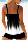 Ombre Cross Front Wide Strap Tankini Set