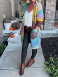 Knitted Sweater Loose Rainbow Cardigan