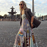 Graffiti Print Slip Midi Dress