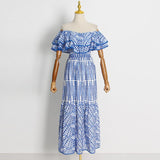 Double ruffle embroidered dress