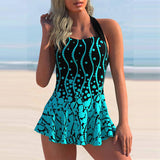 Polka Dot Print Swimdress Tankini Set