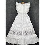 Lace patchwork ruffle dress