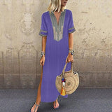 Stylish Print Short Sleeve Maxi Dress