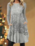 Silver Ethnic Sequin Panel Dress