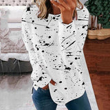 Women Long Sleeve Scoop Neck Polka Dot Graphic Top