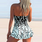 Polka Dot Print Swimdress Tankini Set