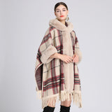 Rabbit fur shawl cloak coat