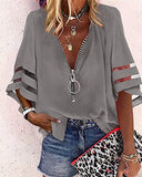 Solid Chiffon Mid-sleeve Oversized Top