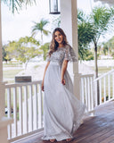 A-Line Leaf Maxi Prom Dress