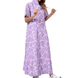 Baggy Short Sleeve Print Maxi Hooded Dress