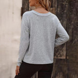 Reversible Long Sleeve Solid Knit Sweater Top