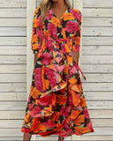 Floral Printed Ruffle Front Maxi Dress