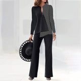 Elegant Long Sleeve Color Block Suit