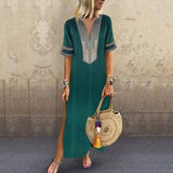 Stylish Print Short Sleeve Maxi Dress