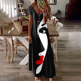 Abstract Face Print Casual Dress